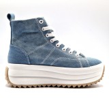Tenisi Dama Inalti Denim Albastru Platforma 4 cm, Marimea 40, Casual, Siret