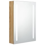 Cumpara ieftin Dulap de baie cu oglinda si LED, stejar, 50x13x70 cm