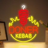 Cumpara ieftin Reclama Neon LED Doner Kebab, KADAFAGO, pentru Restaurant Shawarma, 36x30 cm, Acril si Silicon, Multicolor