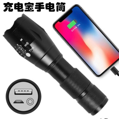 Lanterna Power Bank, Flippy, cu rază lungă de acțiune, super Luminoasa, T6 telescopic, zoom multi-funcție, Neagra foto