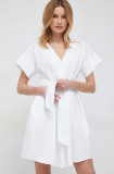 Emporio Armani rochie din bumbac culoarea alb, mini, evazati