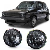 Faruri din sticla clare cu fum negru H4, pereche, potrivite pentru VW Golf 1 + Cabrio 74-83 Performance AutoTuning