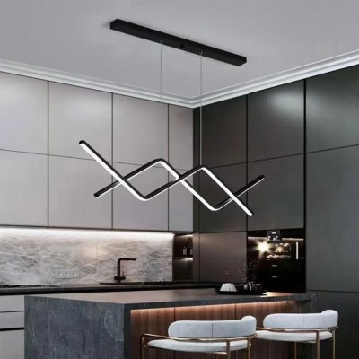 Lustra LED suspendata cu telecomanda ZIGZAG 48W, lumina Rece/Calda/Neutra, Dimabila, Negru, Inaltime Reglabila ModernLight Concept foto