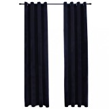 Cumpara ieftin Draperii opace cu inele, 2 buc., negru, 140 x 175 cm, catifea