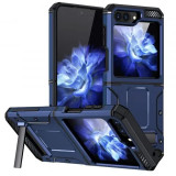 Cumpara ieftin Husa Samsung Galaxy Z Flip5 Antisoc Albastru Hybrid Armor Kickstand, Techsuit