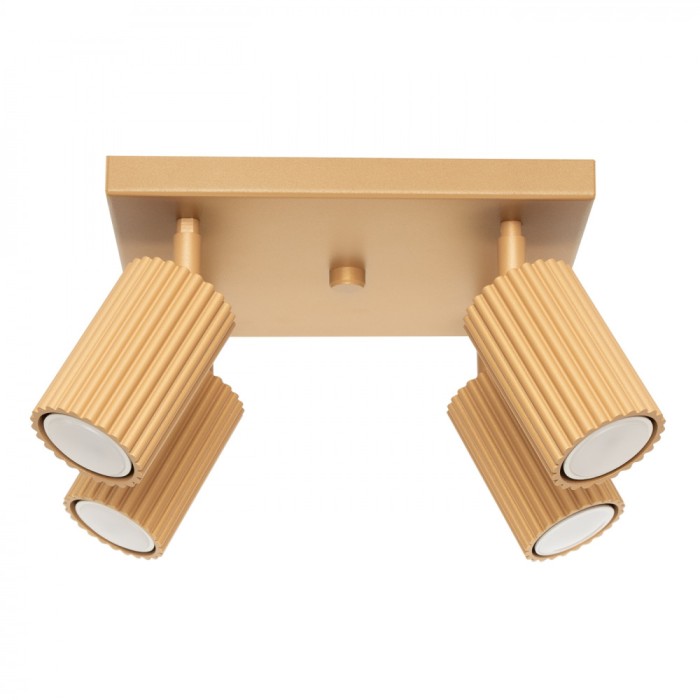 Lampă De Tavan Karbon Din Aluminiu Aurit Cu 4 Becuri Tub Minimalist De Interior
