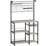 VASAGLE Raft de bucatarie cu spatiu pentru cuptorul cu microunde, banda magnetica cutite, suport role de bucatarie, 42x90x167cm, gri Household NewTren