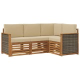 vidaXL Seturi de canapele cu pernă 4 pcs Lemn Solid de Acacia 3384289