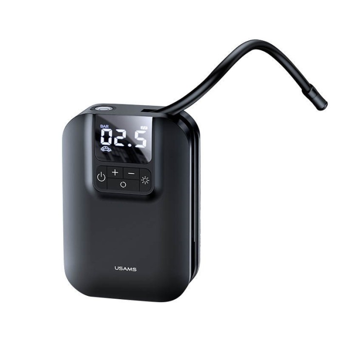 Compresor portabil marca USAMS, fara fir, pretabil pentru umflare cauciucuri masini, autoutilitare, motocicleta, biciclete, culoarea negru