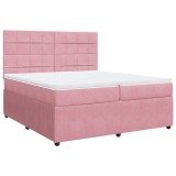 Cumpara ieftin Pat box spring cu saltea, roz, 200x200 cm, catifea