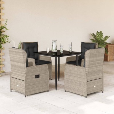 Gossi set mobilier de gradina cu perne, 5 piese gri deschis poliratan foto