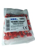 Set pini dubli rosii 1,5mm &sup2; conectori terminal de sertizare izolati poliamida tubulari set 100 buc, XBS