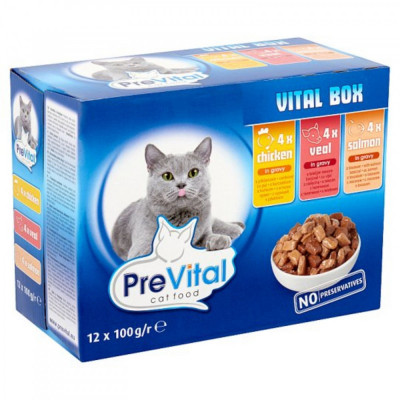 Prevital Cat 12x100 g Pui-Vitel-Somon foto