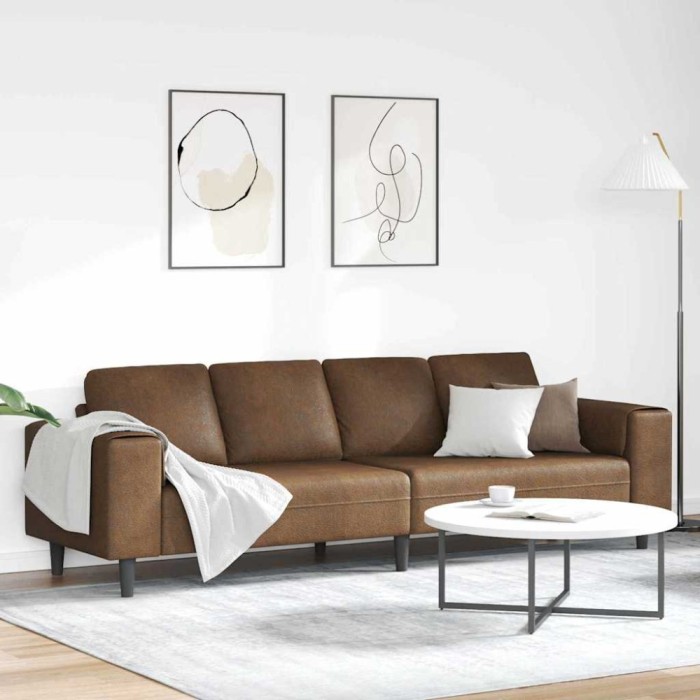 vidaXL Set de canapea Maro Piele ecologică de suede