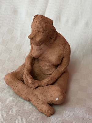 Sculptura in ceramica lut semnata HG, nud de femeie foto