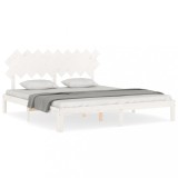 Cumpara ieftin Cadru de pat cu tablie Super King Size, alb, lemn masiv
