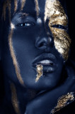 Cumpara ieftin Tablou canvas Make-up auriu-blue7, 70 x 105 cm