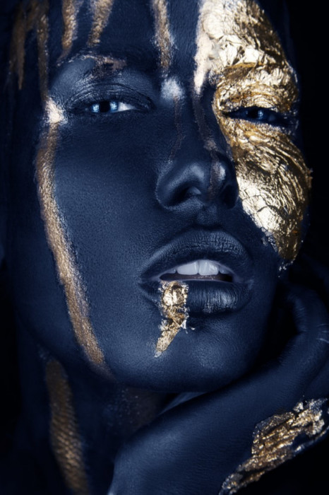 Tablou canvas Make-up auriu-blue7, 50 x 75 cm