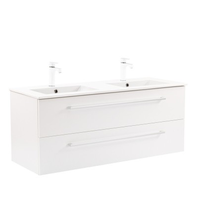Dulap inferior Vario Clam 120 cu lavoar alb-alb foto