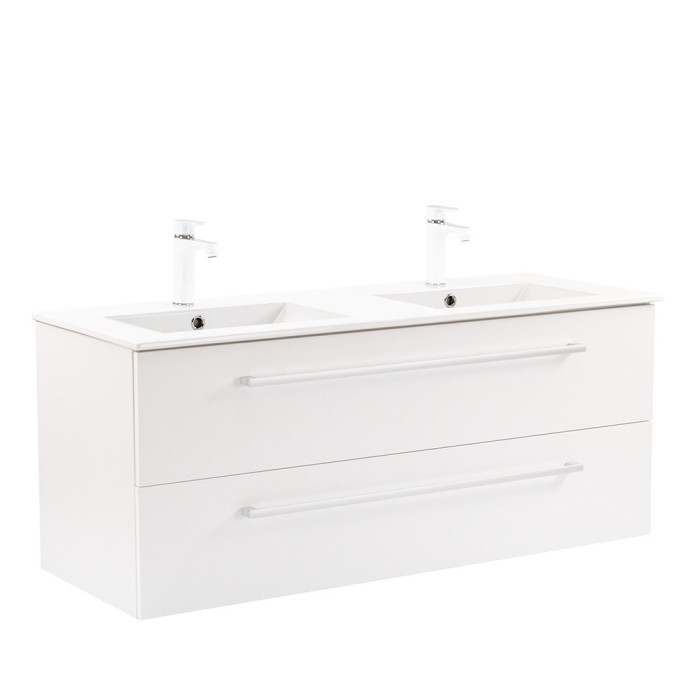 Dulap inferior Vario Clam 120 cu lavoar alb-alb