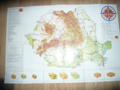 Pliant Harta turistica Romania cca 1968 , Ed. in Franta , colaborare Kodak+ ONT