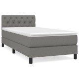 Cumpara ieftin Pat box spring cu saltea, gri inchis, 80x200 cm, textil