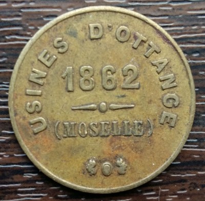(M25) JETON FRANTA - USINES D&amp;#039;OTTANGE - MOSELLE - 1862 - VIANDE foto