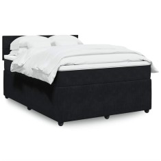 vidaXL Pat box spring cu saltea, negru, 140x200 cm, catifea 3287760