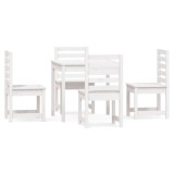 Set de dining pentru gradina, 5 piese, alb, lemn masiv de pin