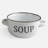 Bol ceramică pentru supă, 500 ml, Off White, cu m&acirc;ner, CMCLASS