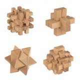 Set Puzzle Lemn, Wooden Toys, 4 Bucăți, Fag, 3+ Ani, Oem