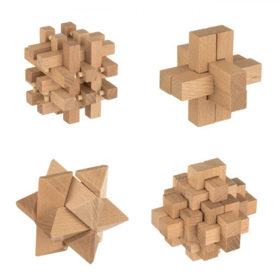 Set Puzzle Lemn, Wooden Toys, 4 Bucăți, Fag, 3+ Ani foto