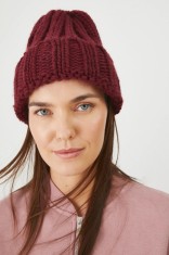 Medicine caciula din amestec de lana femei, culoarea bordo, din tricot gros