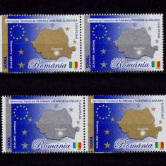 RO 2005 LP 1682 "Tratatul de ad. Romaniei la UE ",2 x serii punte tip I+II , MNH