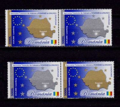 RO 2005 LP 1682 &amp;quot;Tratatul de ad. Romaniei la UE &amp;quot;,2 x serii punte tip I+II , MNH foto