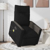 vidaXL Fotoliu electric de masaj rabatabil cu ridicare, negru, textil