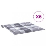 Cumpara ieftin Perne de scaun, carouri gri, 6 buc., 50x50x3 cm, textil Oxford