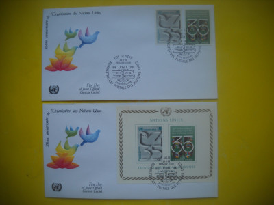 HOPCT PLIC FDC S 1591 ANIVERSARE 35 ANI-2 FDC 1980-ONU-NATIUNILE UNITE-GENEVA foto