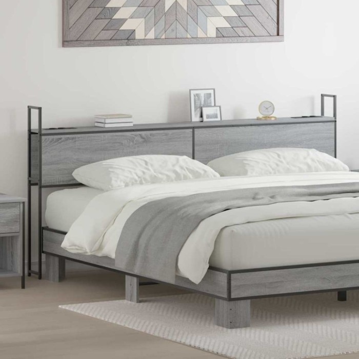 vidaXL Tăblie de Depozitare cu Stație de &Icirc;ncărcare sonoma gri 180 cm 859823
