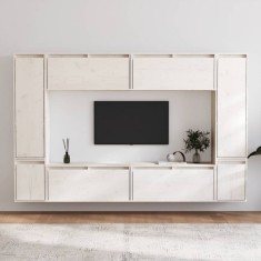 Gossi comode tv, 8 buc., alb, lemn masiv de pin