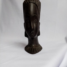 Statueta abanos, arta africana, cap de femeie, 16cm. inaltime