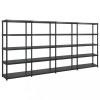 Gossi raft de depozitare cu 5 polite, negru, 366x45,7x185 cm, plastic
