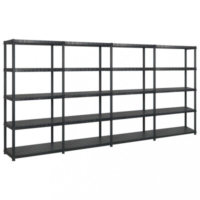 Gossi raft de depozitare cu 5 polite, negru, 366x45,7x185 cm, plastic foto