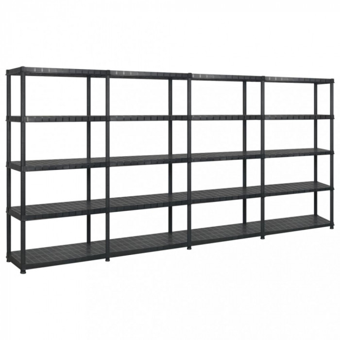 Gossi raft de depozitare cu 5 polite, negru, 366x45,7x185 cm, plastic