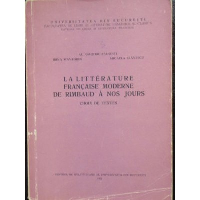 LA LITTERATURE FRANCAISE MODERNE DE RIMBAUD A NOS JOURS foto