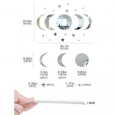 Oglinda Decorativa Autoadeziva, Soare, Luna si Stele, 87x61cm