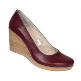 Pantofi dama casual din piele naturala box cu platforma de 7 cm MARA Visiniu