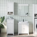 Set mobilier baie, 3 piese, &bdquo;BERG&rdquo;, alb, lemn masiv de pin