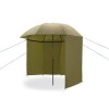 Umbrela Pescuit Delphin MONZUN Master 250cm, Perete Lateral, Husa, Cuie, Kaki/Verde. Shelter Aluminiu, Nylon