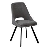 Cumpara ieftin Scaun Initiate material teddy gri inchis picioare metalice negre 48x57x85 cm